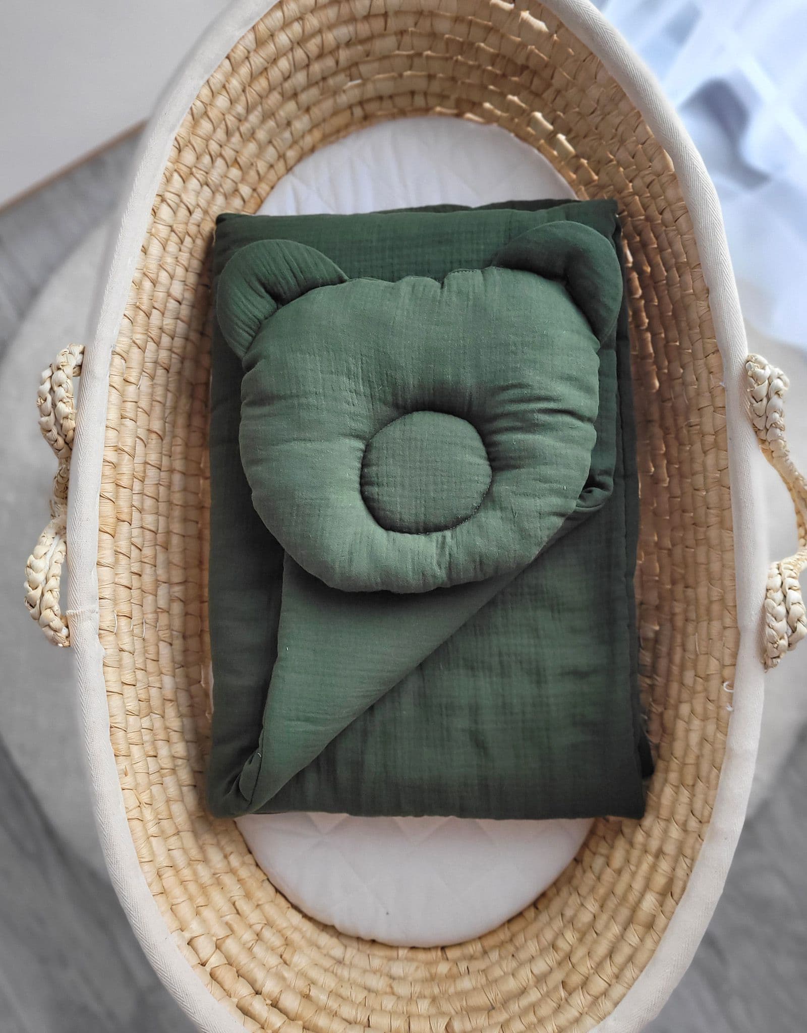 Muslin Baby Bedding Set Teddy with Bear-Shaped Pillow